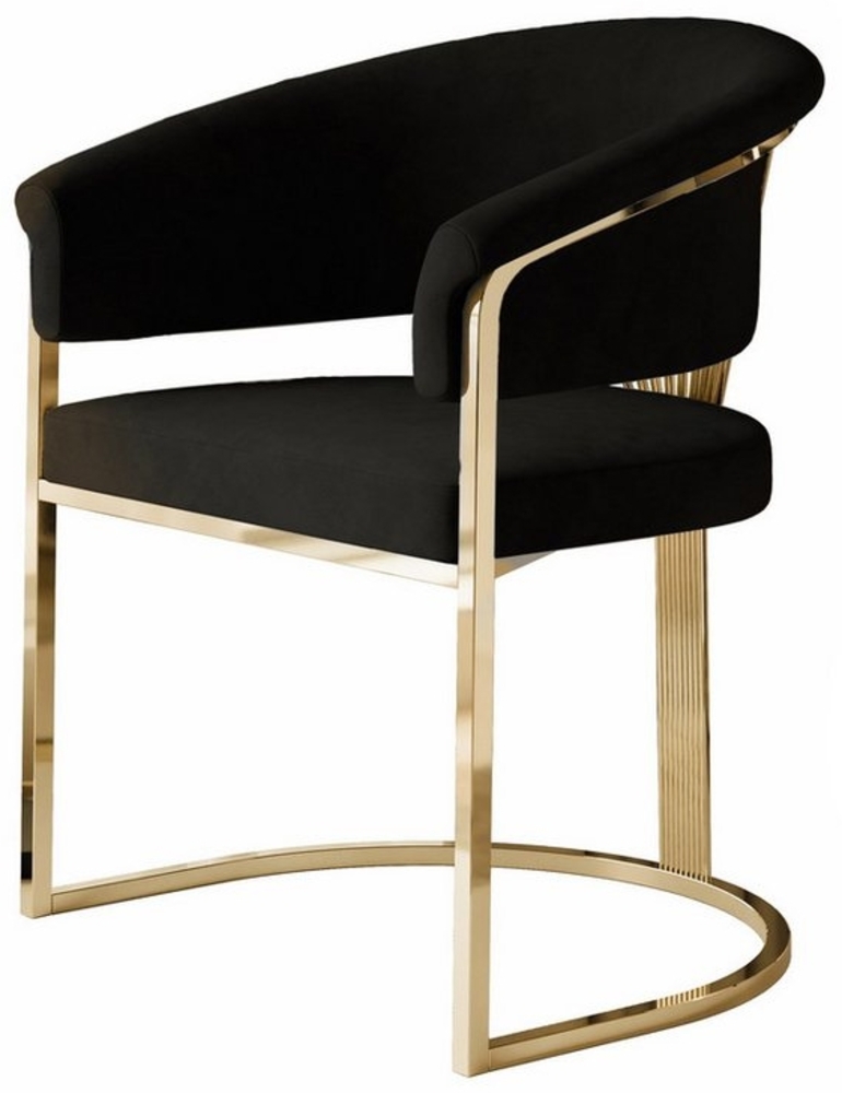 Lookway Polsterstuhl MOUNIR BLACK mit einem goldfarbenen, verchromten Gestell Bild 1