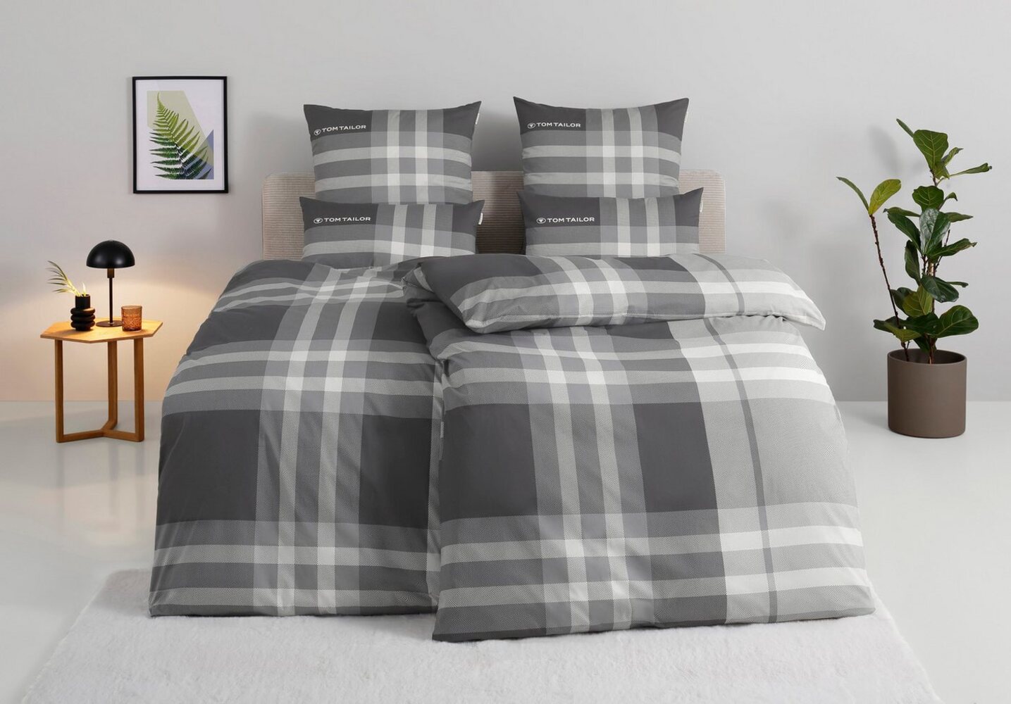 TOM TAILOR HOME Bettwäsche Nick in Gr. 135x200 oder 155x220 cm, Renforcé, 3 teilig, Biber kuschelig warm im Winter, mit GRATIS-Zugabe: Gästehandtuch Bild 1