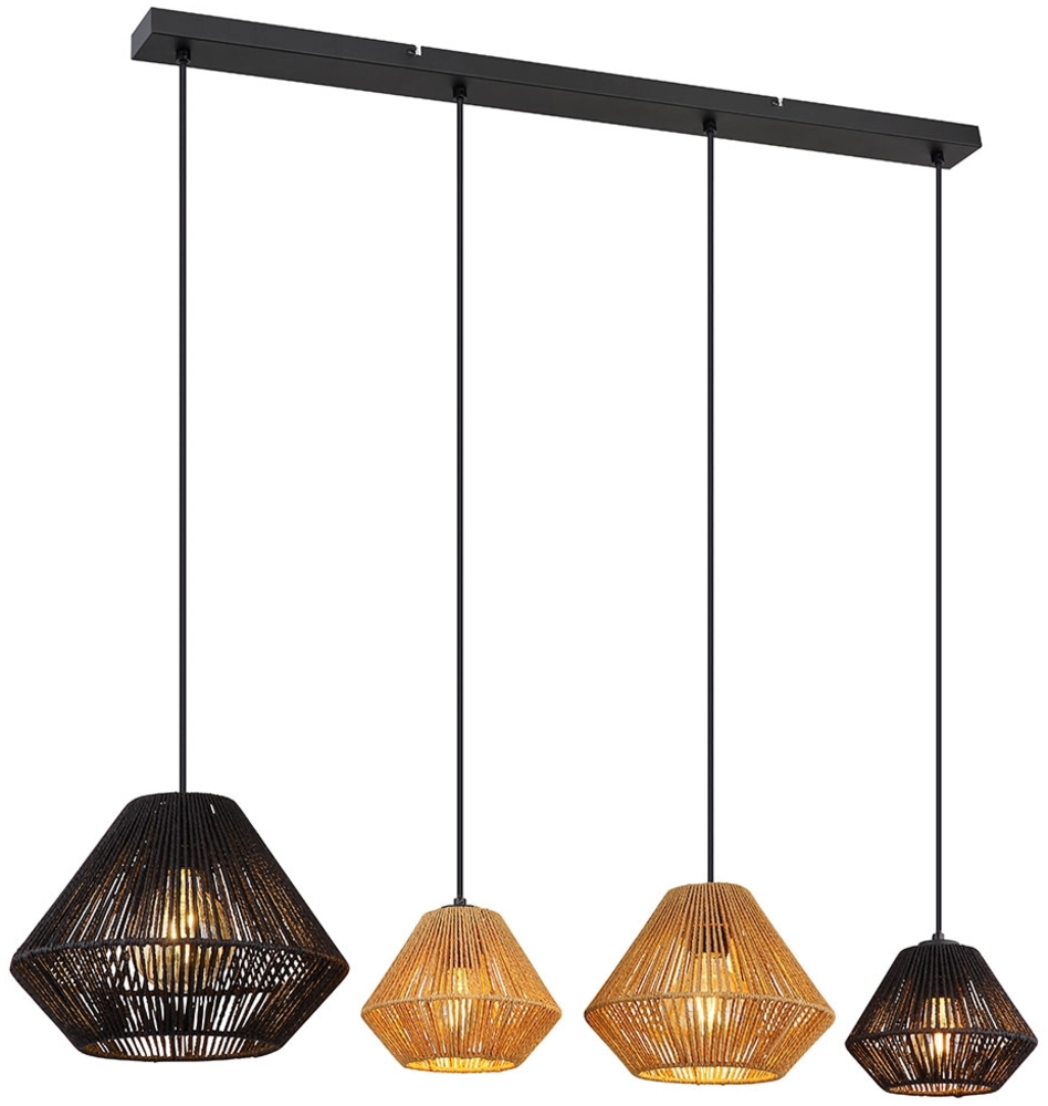 Pendelleuchte, Naturseile, schwarz, beige, H 120 cm Bild 1