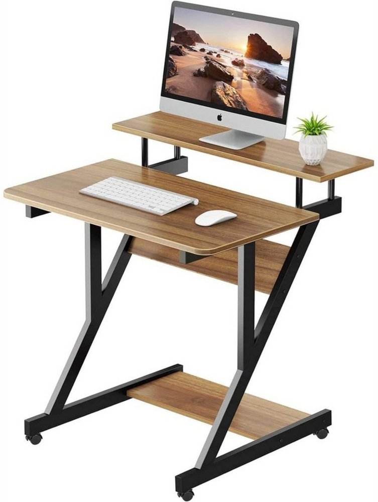 ToteBox Schreibtisch Computertisch mit Rollen Z-förmiger mit Regalen für kleine Räume Bild 1