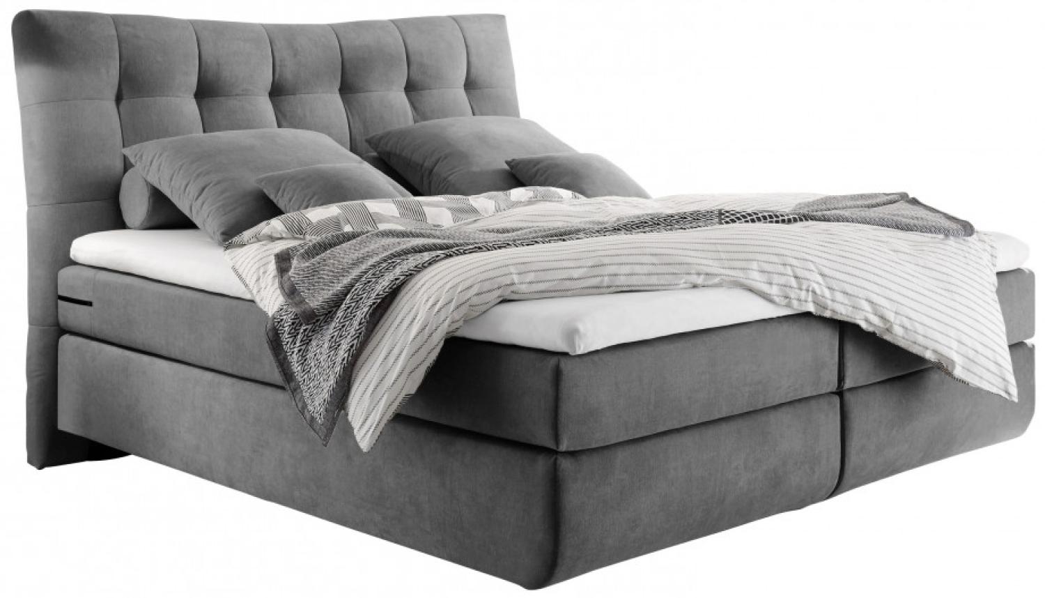 Boxspringbett Malibu von Black Red White 180x200 cm Soro 97 Anthrazit Luxus-Mikrofaser H2 Bild 1