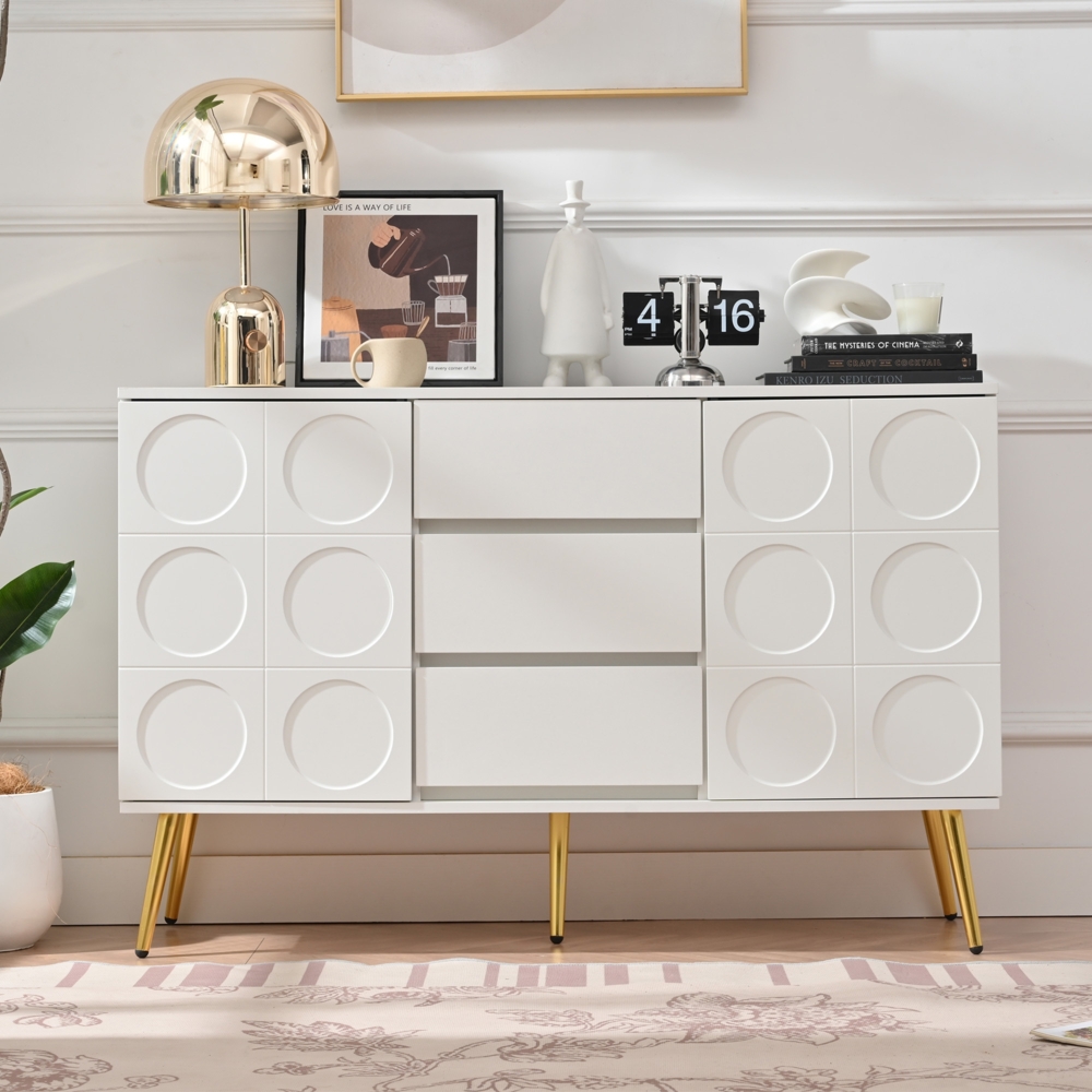 Merax Kommode Sideboard mit 3 Schubladen und 2 Türen, Kommodenschrank, Schminktisch, für Schlafzimmer und Wohnzimmer, mit verstellbaren Regalen und Kippschutz, 120 x 40 x 78 cm, Weiß Bild 1