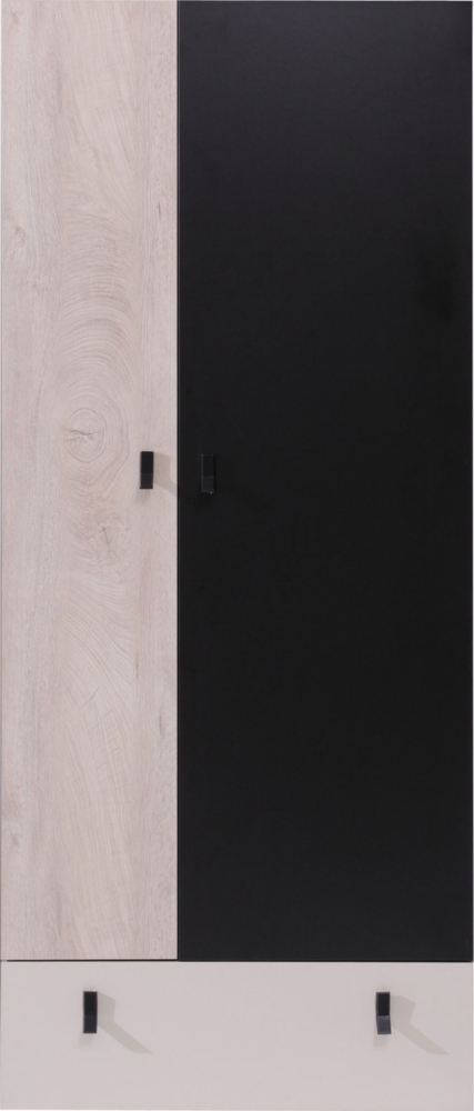 Kleiderschrank Cinga 03 (Farbe: Schwarz / Eiche + Beige) Bild 1
