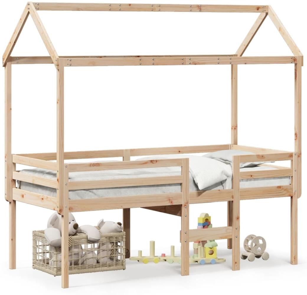 vidaXL Hochbett mit Dach 75x190 cm Massivholz Kiefer 3282141 Bild 1