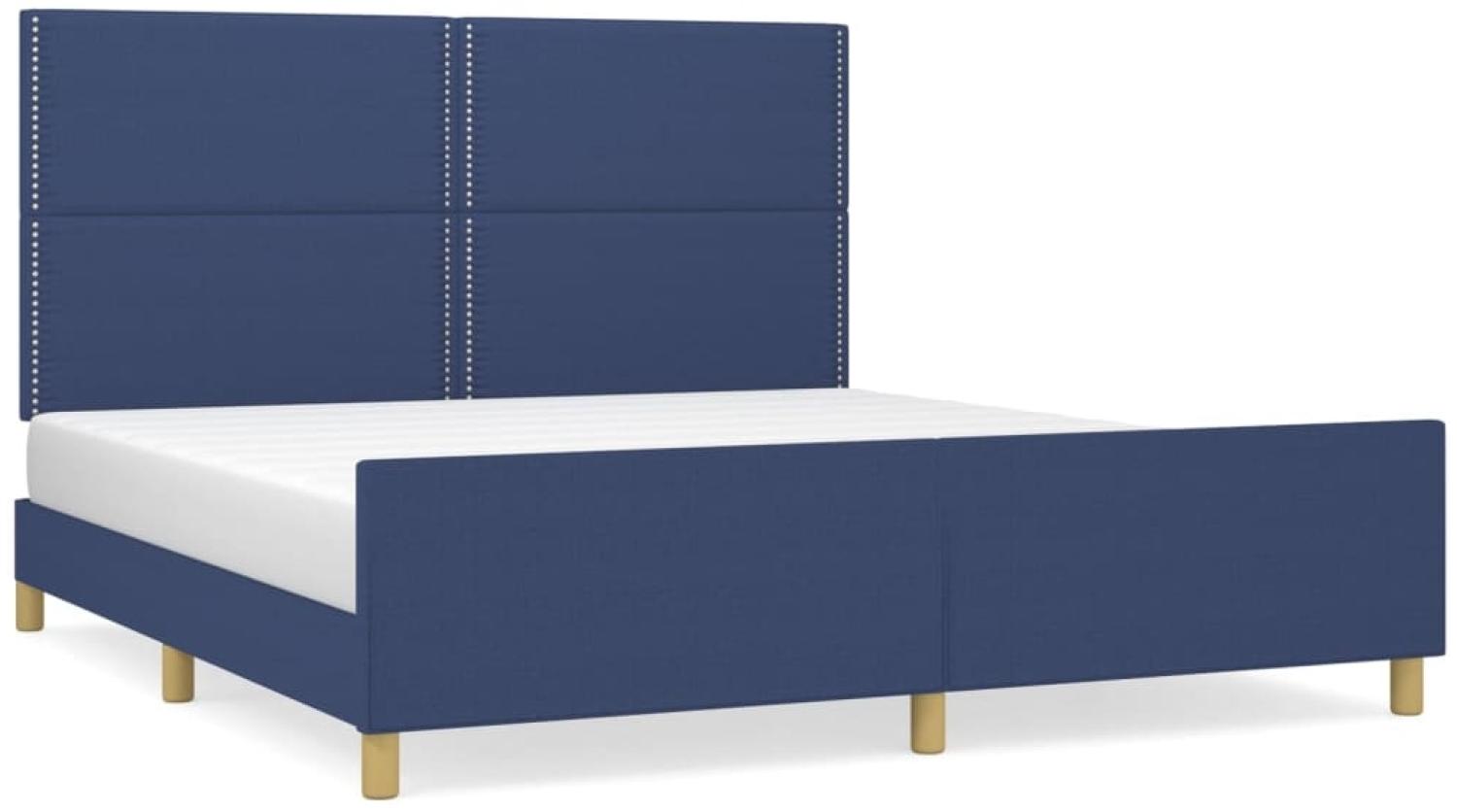 vidaXL Polsterbett mit Kopfteil Stoff Blau 160x200 cm Bild 1