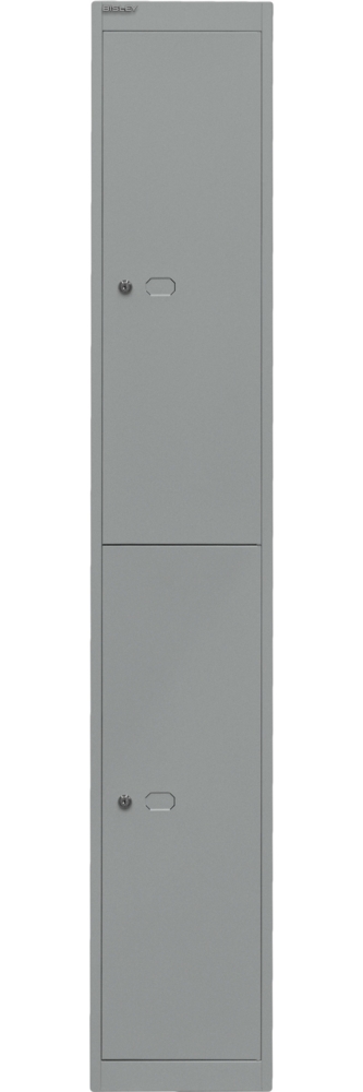 Bisley Garderobenschrank Office, 1 Abteil, 2 Fächer, T 457 mm, Farbe silber Bild 1