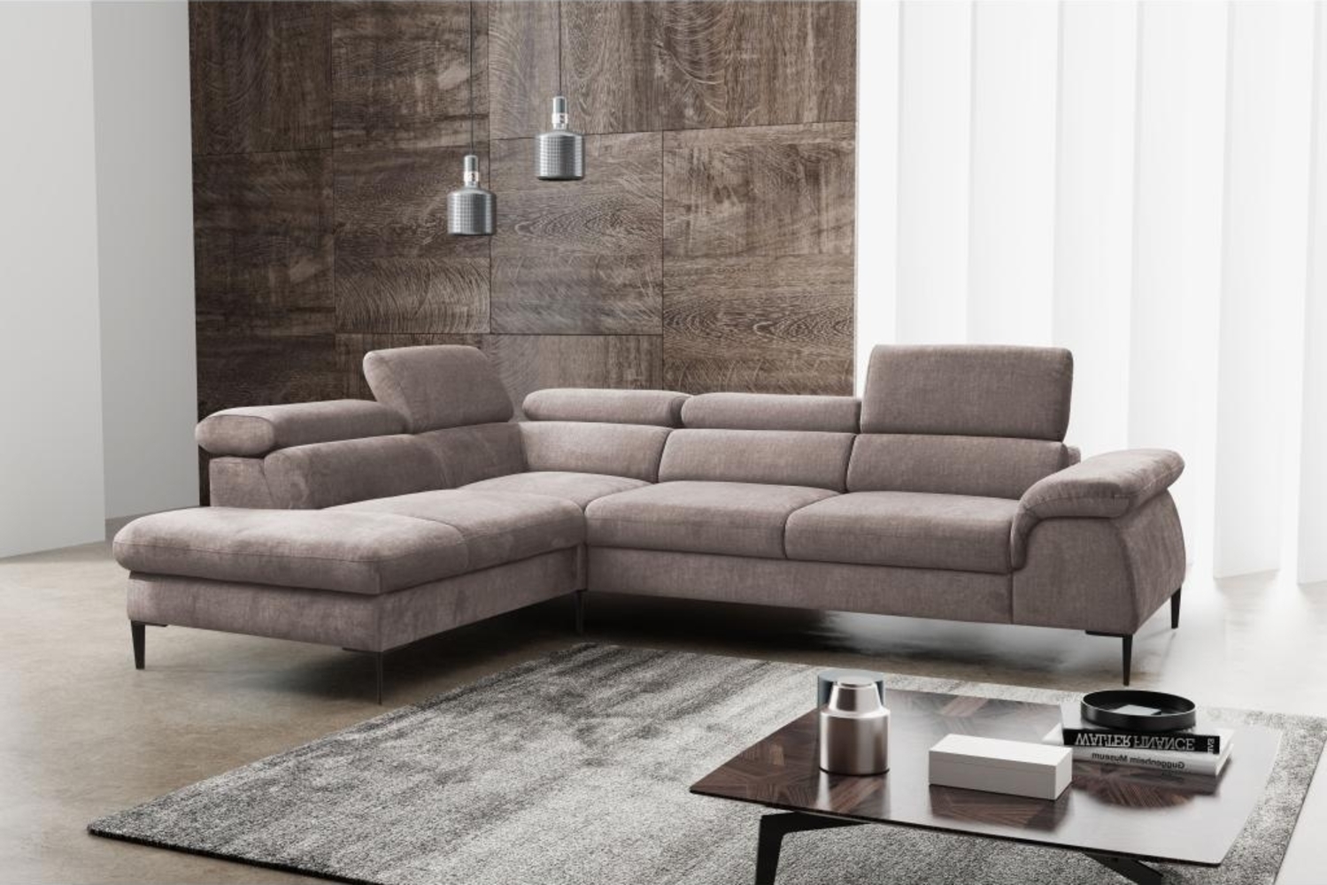 Ecksofa mit Schlaffunktion SEPINA von PASCAL MORABITO - Stoff - Taupe - Ecke links Bild 1