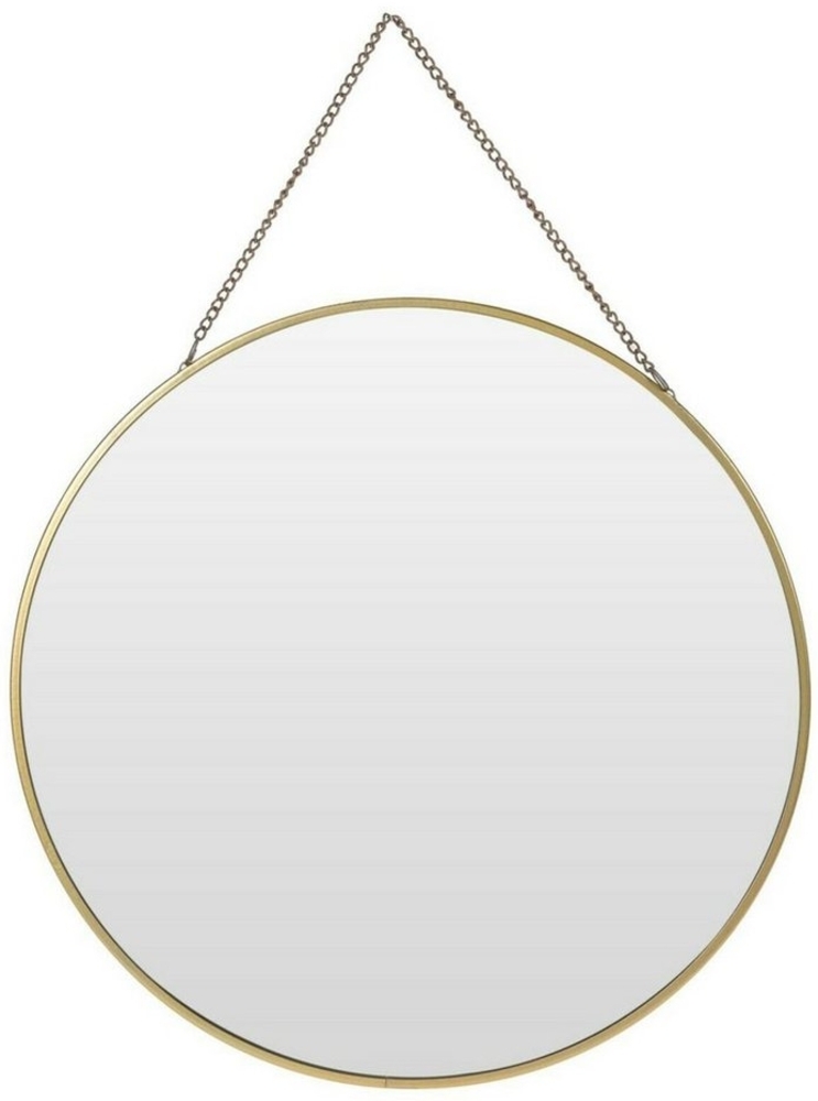 Meinposten Wandspiegel Spiegel rund Wandspiegel Schminkspiegel runder Metall GOLD Ø 30 cm (1-St), Metall in gold mit dekorativer Aufhängekette Bild 1
