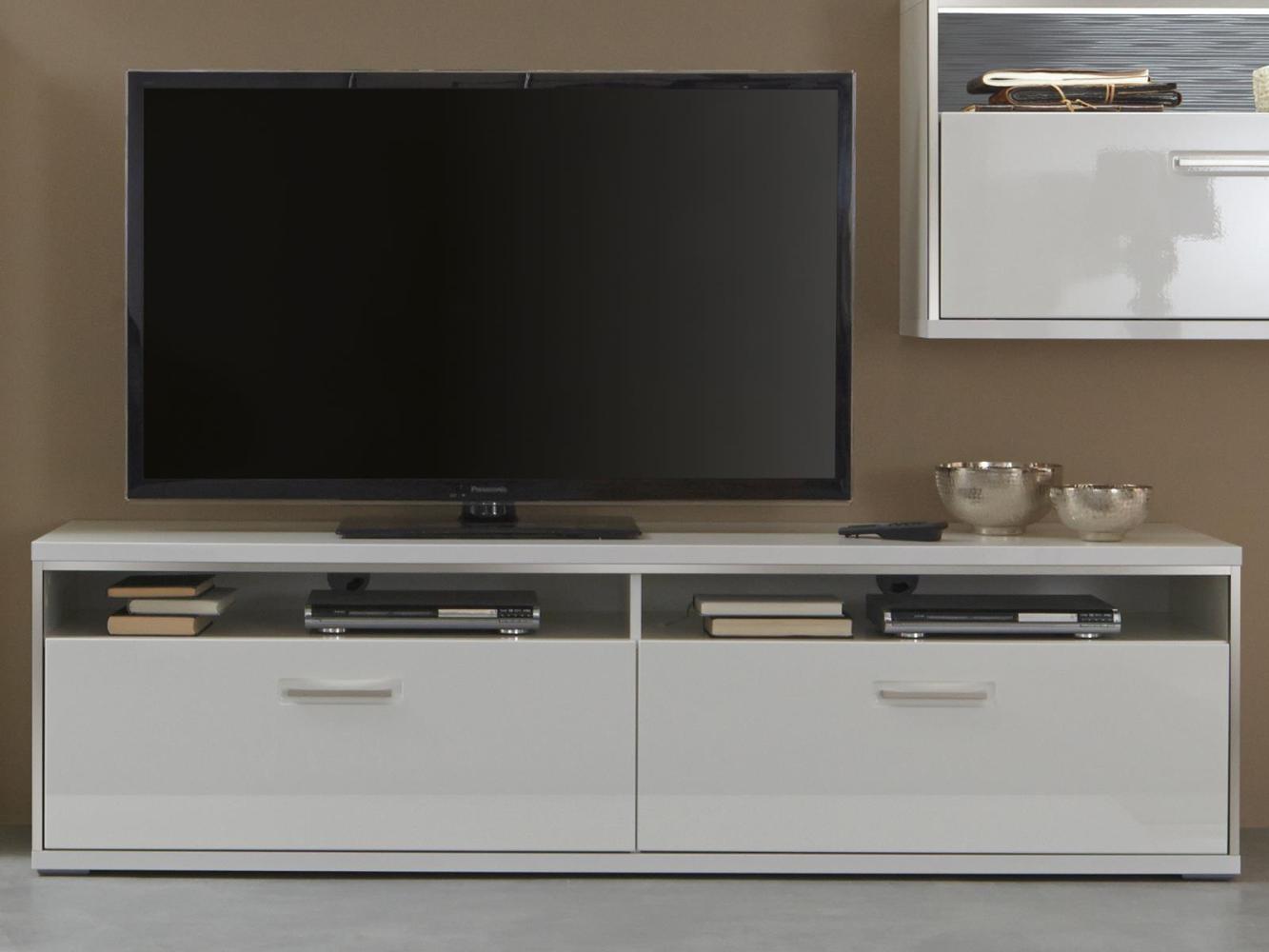TV-Board >Trento< in Weiß-Hochglanz tiefzieh Nachbildung - 184x51x52 (BxHxT) Bild 1