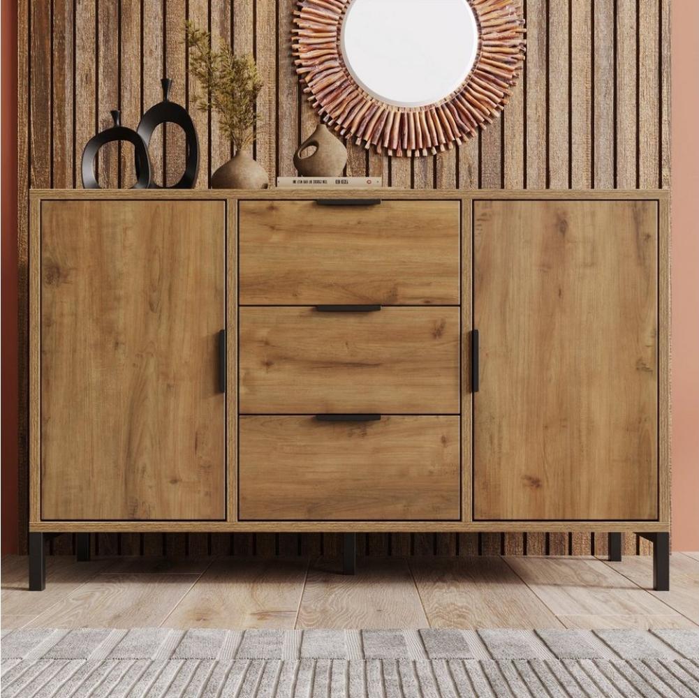 BlingBin Schubkastenkommode Sideboard Highboard für Schlafzimmer Wohnräume (1 St, mit 2 Türen und 3 Schubladen, 120 x 40 x 76 cm) Bild 1