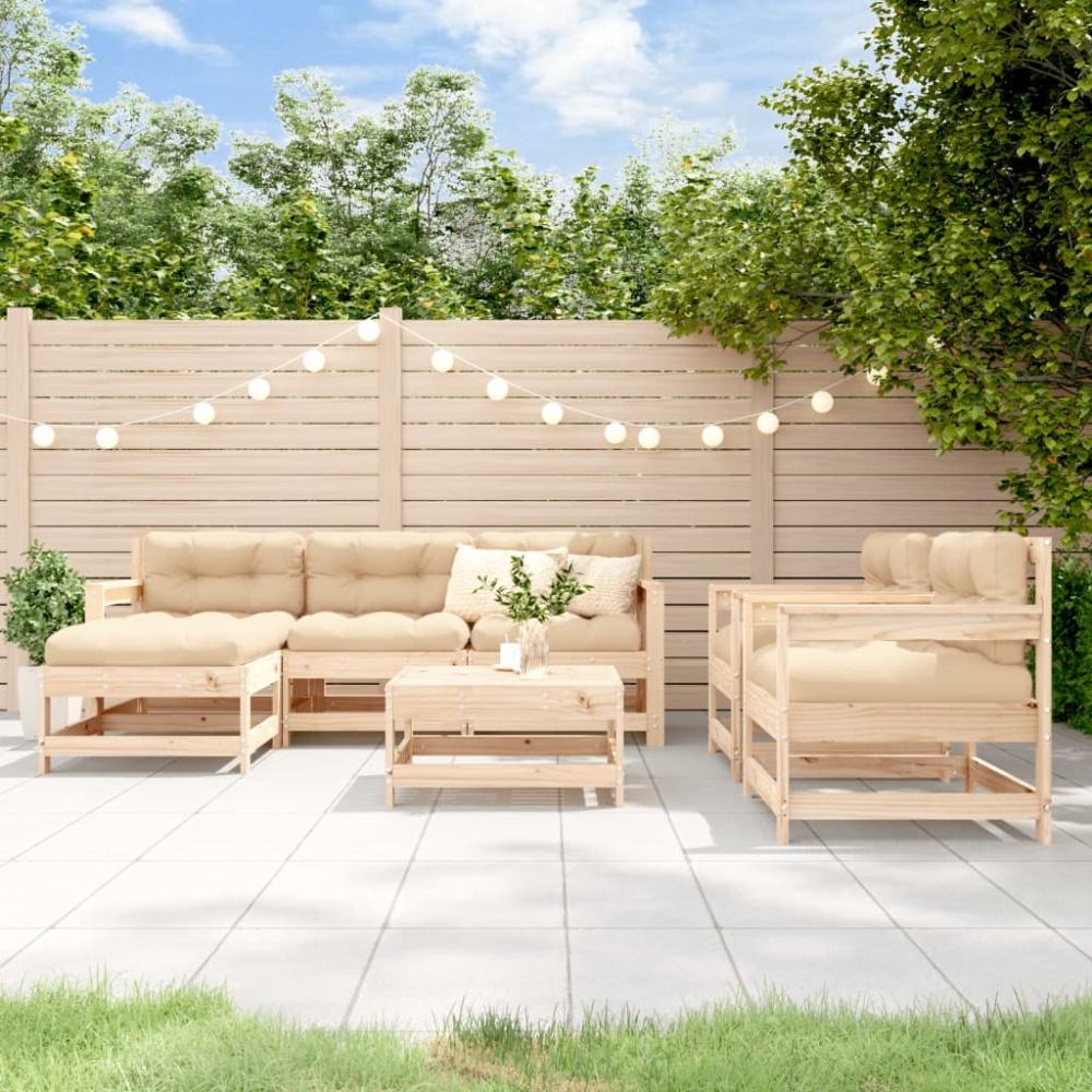 vidaXL 7-tlg. Garten-Lounge-Set mit Kissen Massivholz Bild 1