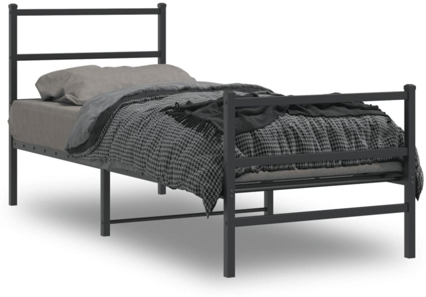 vidaXL Bettgestell mit Kopf- und Fußteil Metall Schwarz 75x190 cm 355373 Bild 1