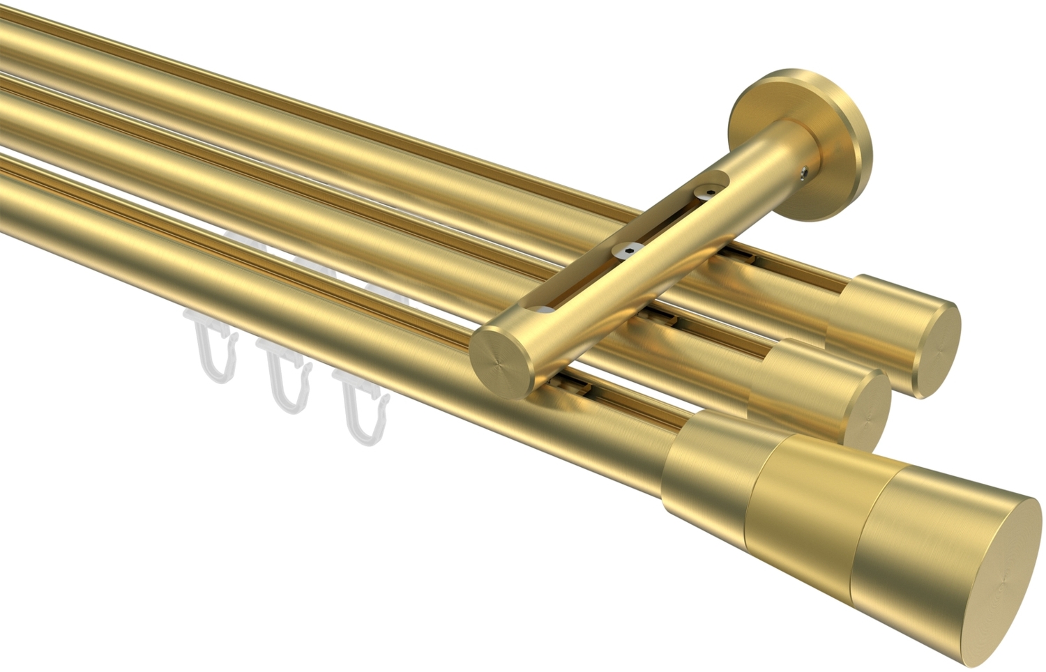 Innenlauf-Gardinenstangen-Set Siteno Tanara 240 cm (geteilt in 2 x 120 cm), 3-läufig, 20 mm Ø Messing-Optik Bild 1