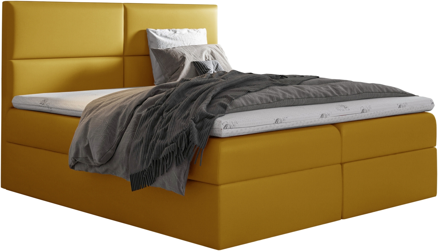 99rooms Merino Boxspringbett Velours MONOLITH 200x200 cm Gelb Bild 1