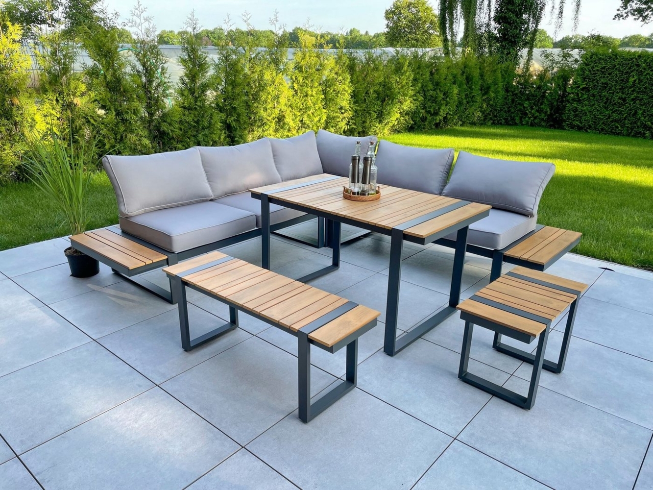 Lounge-Eckgruppe Belmira, 6-tlg. aus Alu, pulverbeschichtet / Polyester / Non-Wood Bild 1