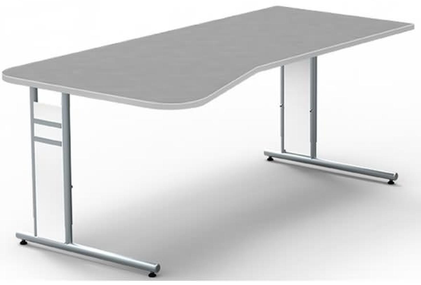 Schreibtisch Freiformtisch Form 4 195x80/100 cm C-Fuß Alusilber Applikationen Typ C grafit Bild 1