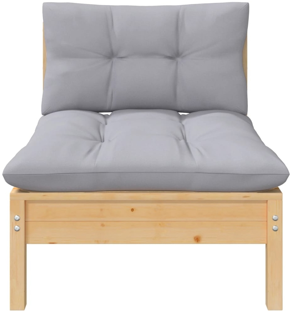 vidaXL Garten-Mittelsofa mit Grauen Kissen Massivholz Kiefer 806633 Bild 1