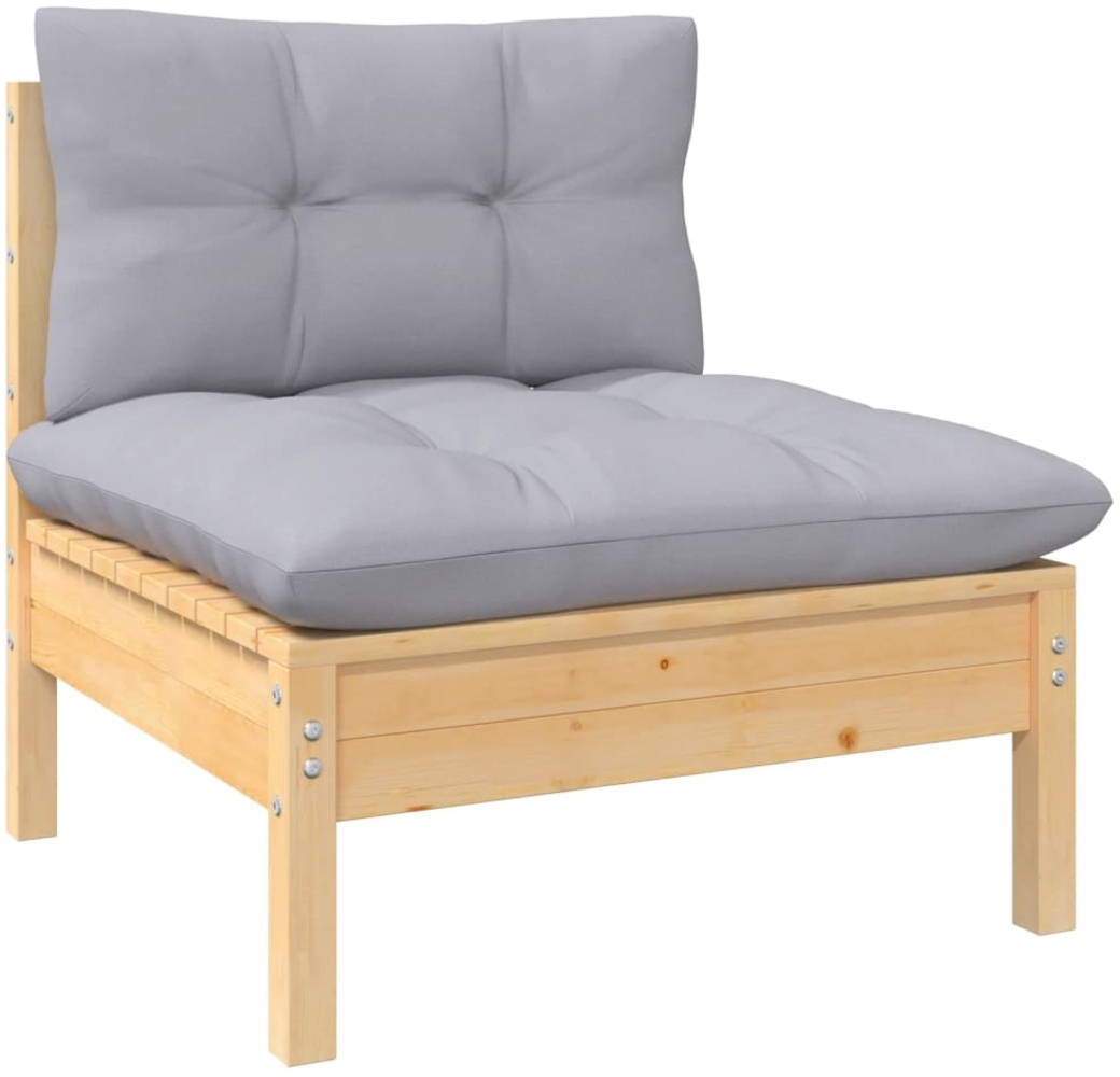 vidaXL Garten-Mittelsofa mit Grauen Kissen Massivholz Kiefer 806633 Bild 1