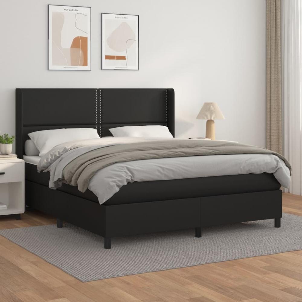 vidaXL Boxspringbett mit Matratze Schwarz 160x200 cm Kunstleder 3132447 Bild 1