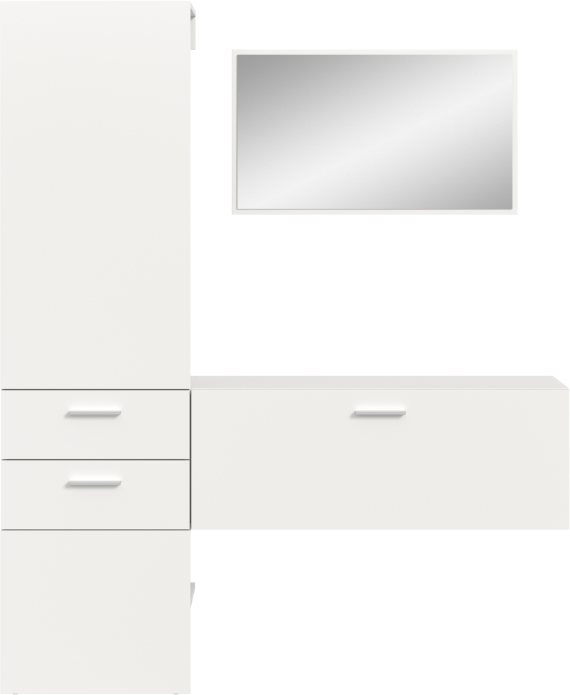 Garderobenkombination (B/H/T: 156x190x36 cm) in weiß Melamin Bild 1