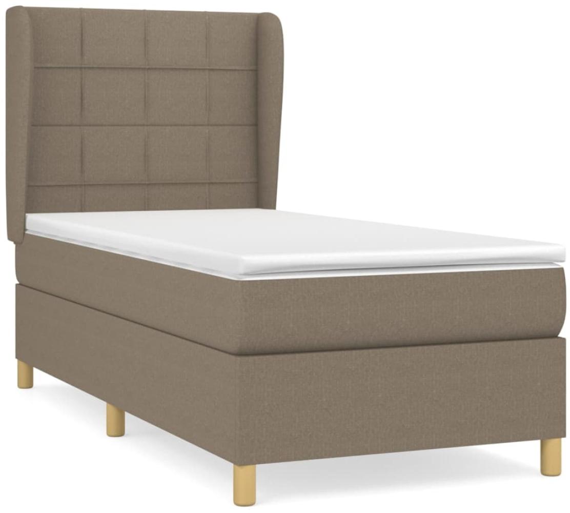 vidaXL Boxspringbett mit Matratze Taupe 100x200 cm Stoff 3128505 Bild 1