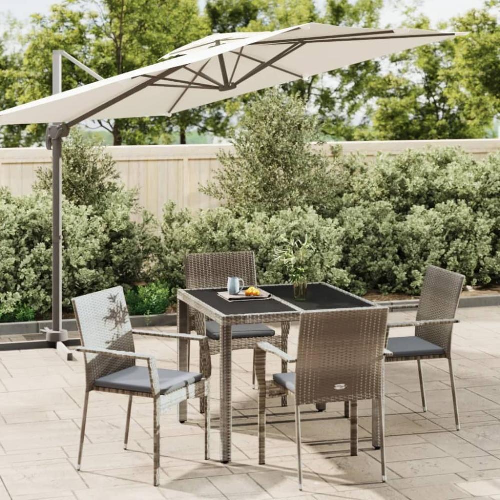 vidaXL 5-tlg. Garten-Essgruppe mit Kissen Grau Poly Rattan 3184982 Bild 1