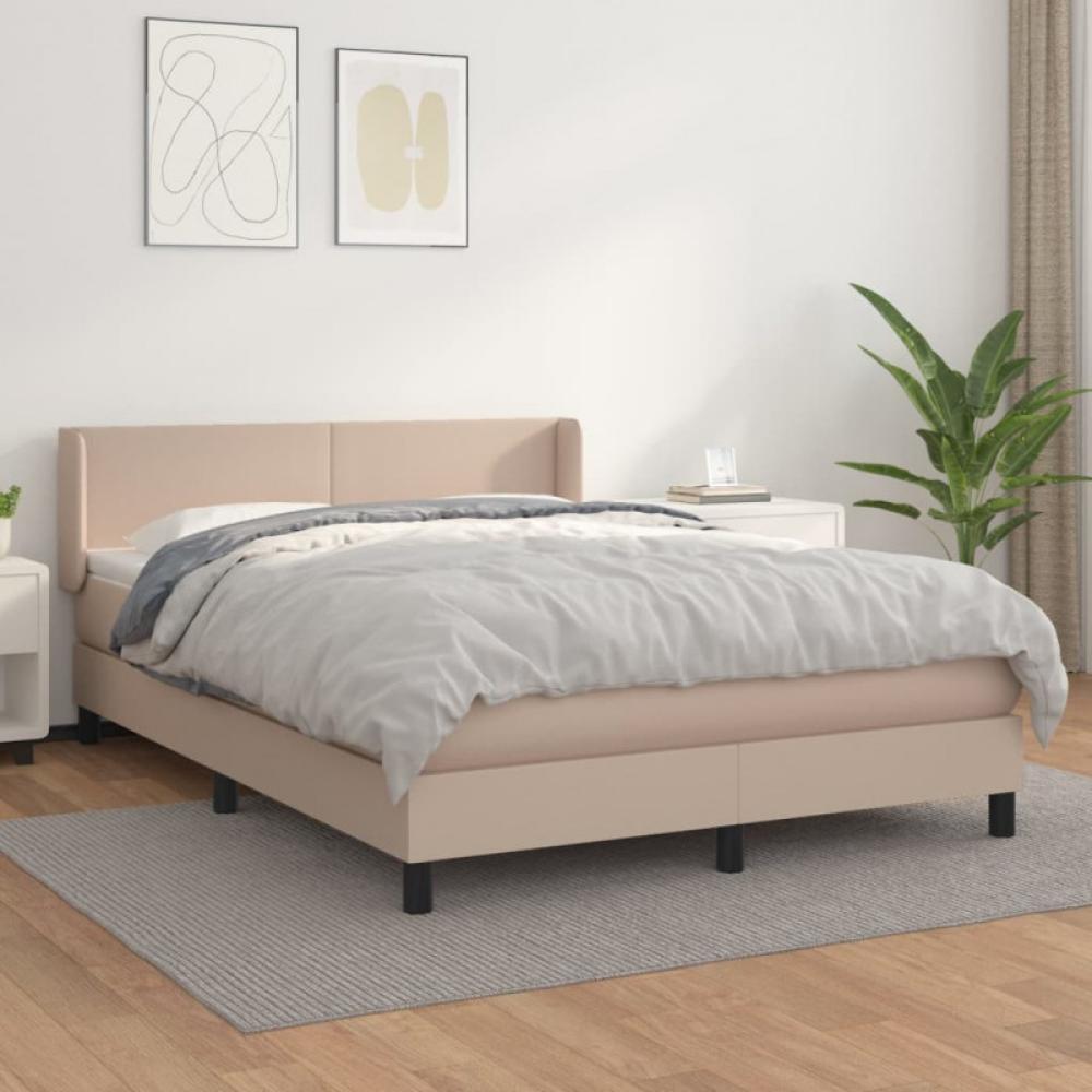 Boxspringbett Matratze Cappuccino-Braun 140x200cm Kunstleder (Farbe: Braun) Bild 1