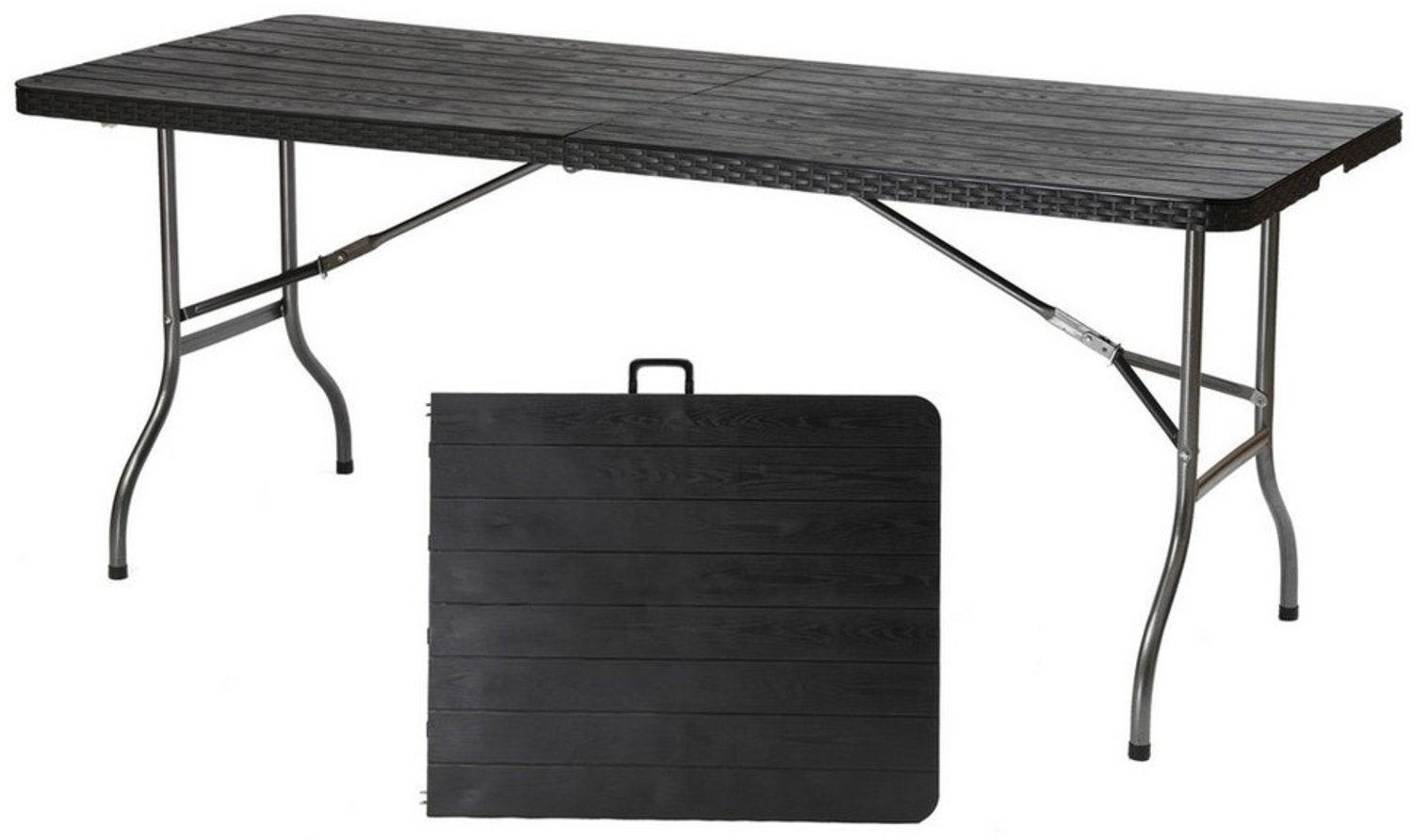 Sekey Bierzeltgarnitur Campingtisch Klappbar Partytisch Buffettisch Gartentisch Tragbar, Aus Polyratten mit Holzmaserung, mit Tragegriff, 150 cm Bild 1
