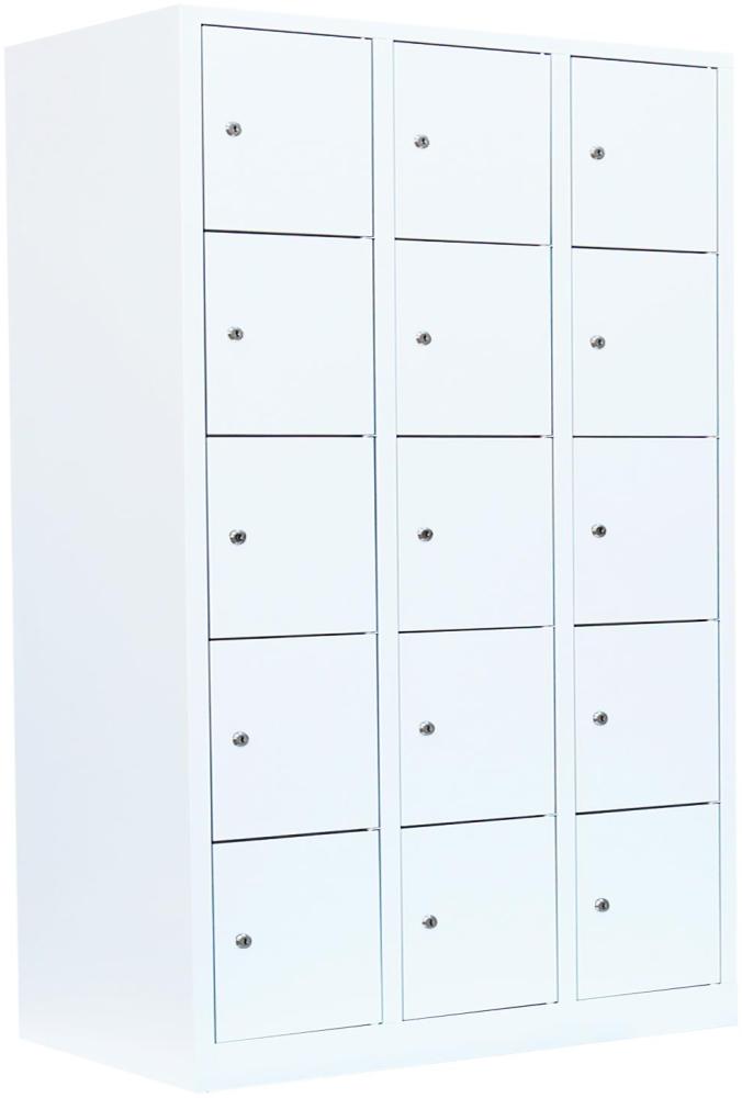 Schließfachschrank Komfort Wertfachschrank Fächerschrank Spind Umkleideschrank 15 Fächer-Spint Weiß 523537 Bild 1