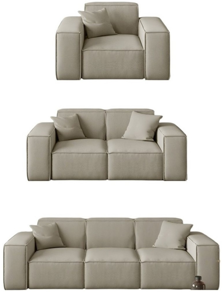Sofaset Designersofa CELES 3-2-1 in Stoff Opera Velvet Creme Bild 1