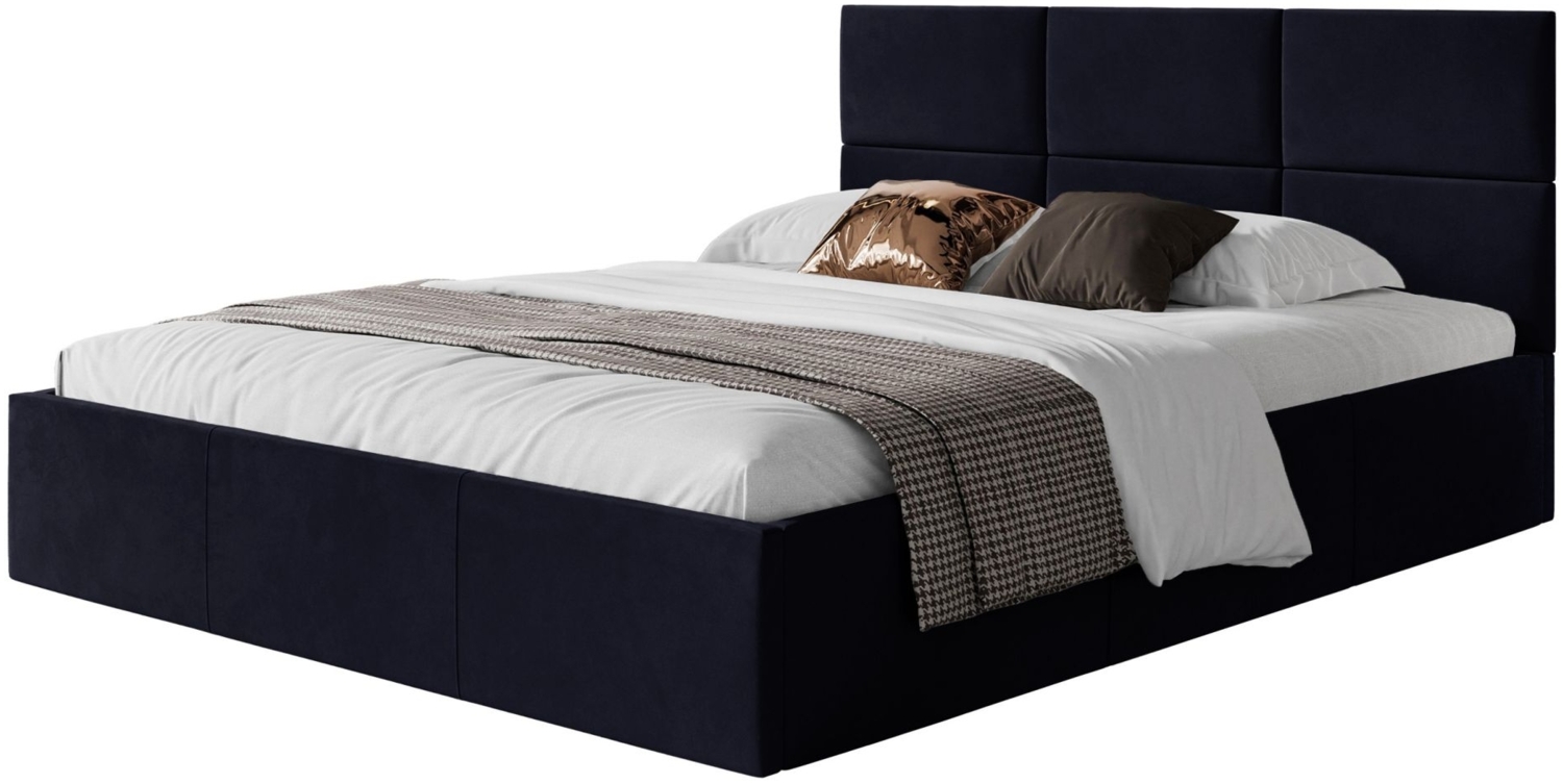 Selsey 'Nestio' Polsterbett mit Bettkasten, Samt, marineblau, 180x200 Bild 1