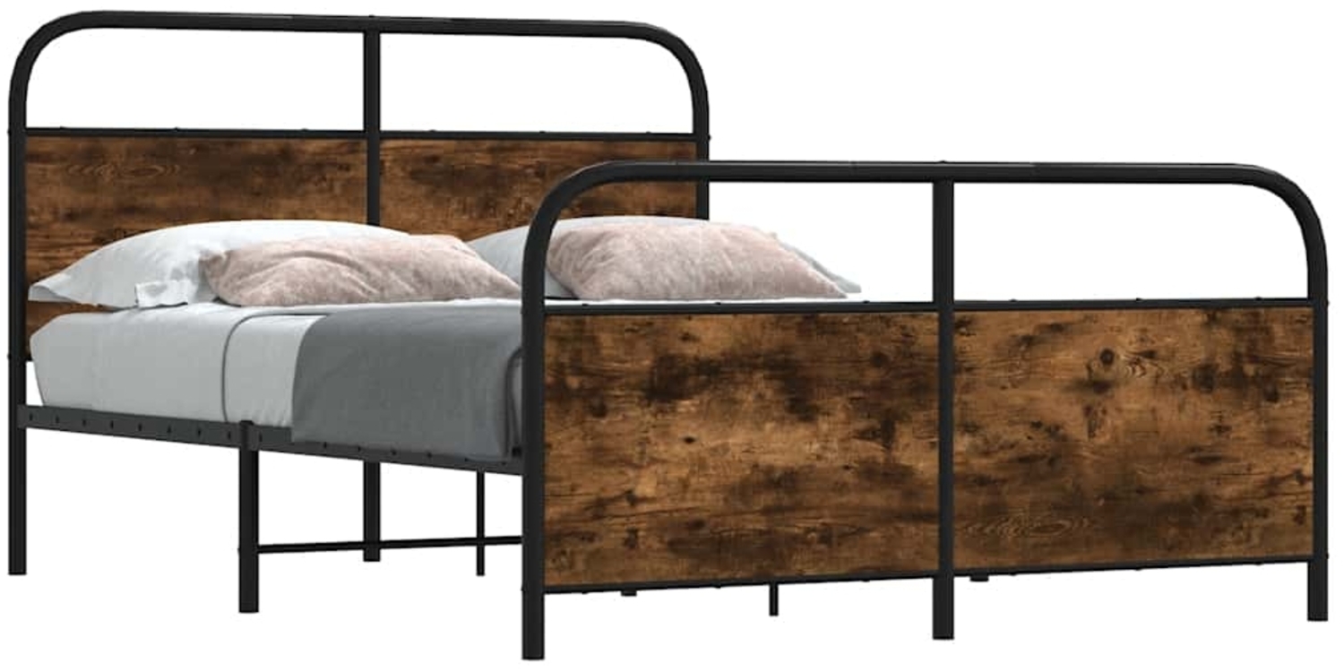 vidaXL Metallbett ohne Matratze Räuchereiche 140x190 cm 3318635 Bild 1