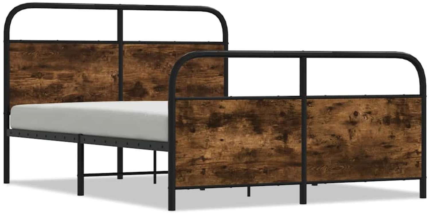 vidaXL Metallbett ohne Matratze Räuchereiche 140x190 cm 3318635 Bild 1