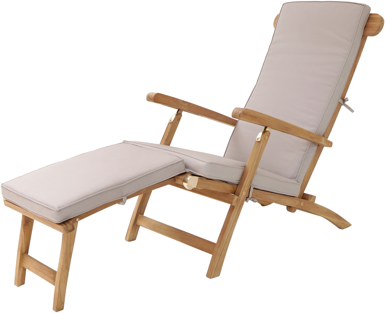 AXI Costa Liegestuhl aus Teak Holz mit Kissen Deckchair Gartenliege aus Teakholz mit verstellbarer Rückenlehne - 4 Positionen | beige | Holz | 150 cm Bild 1