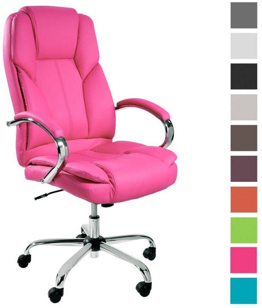 TPFLiving Chefsessel Dallas mit abgebremsten Rollen (XXL Bürostuhl ergonomisch gepolsterter Schreibtischstuhl), Drehstuhl aus Kunstleder, Belastbarkeit bis 215kg - Rosa Bild 1