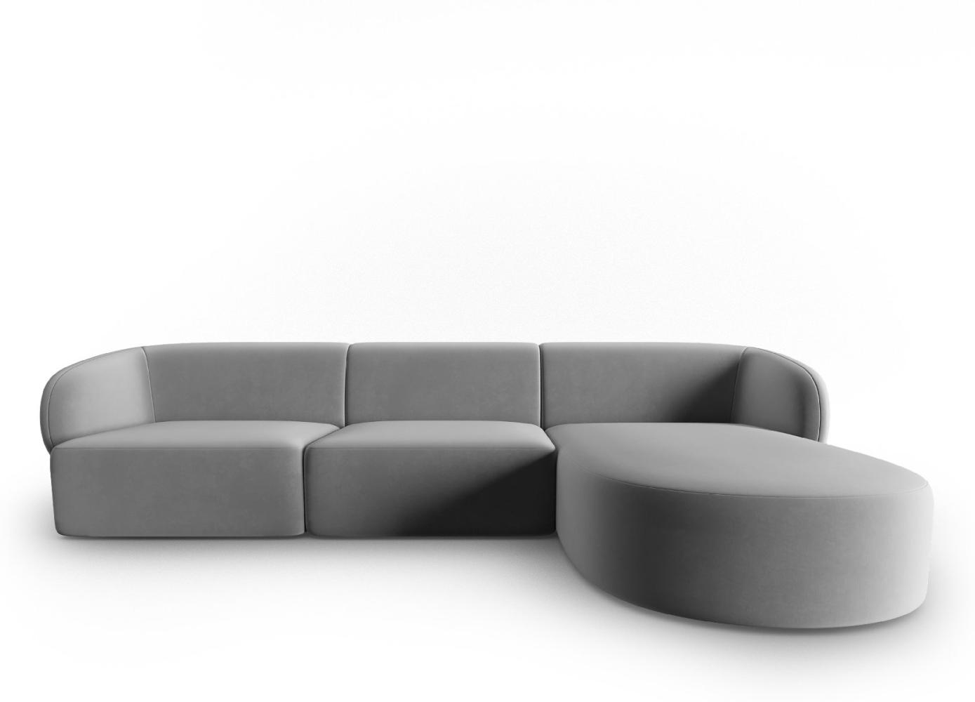 Micadoni Modulares Ecksofa Shane 4-Sitzer Rechts Samtstoff Grau Bild 1