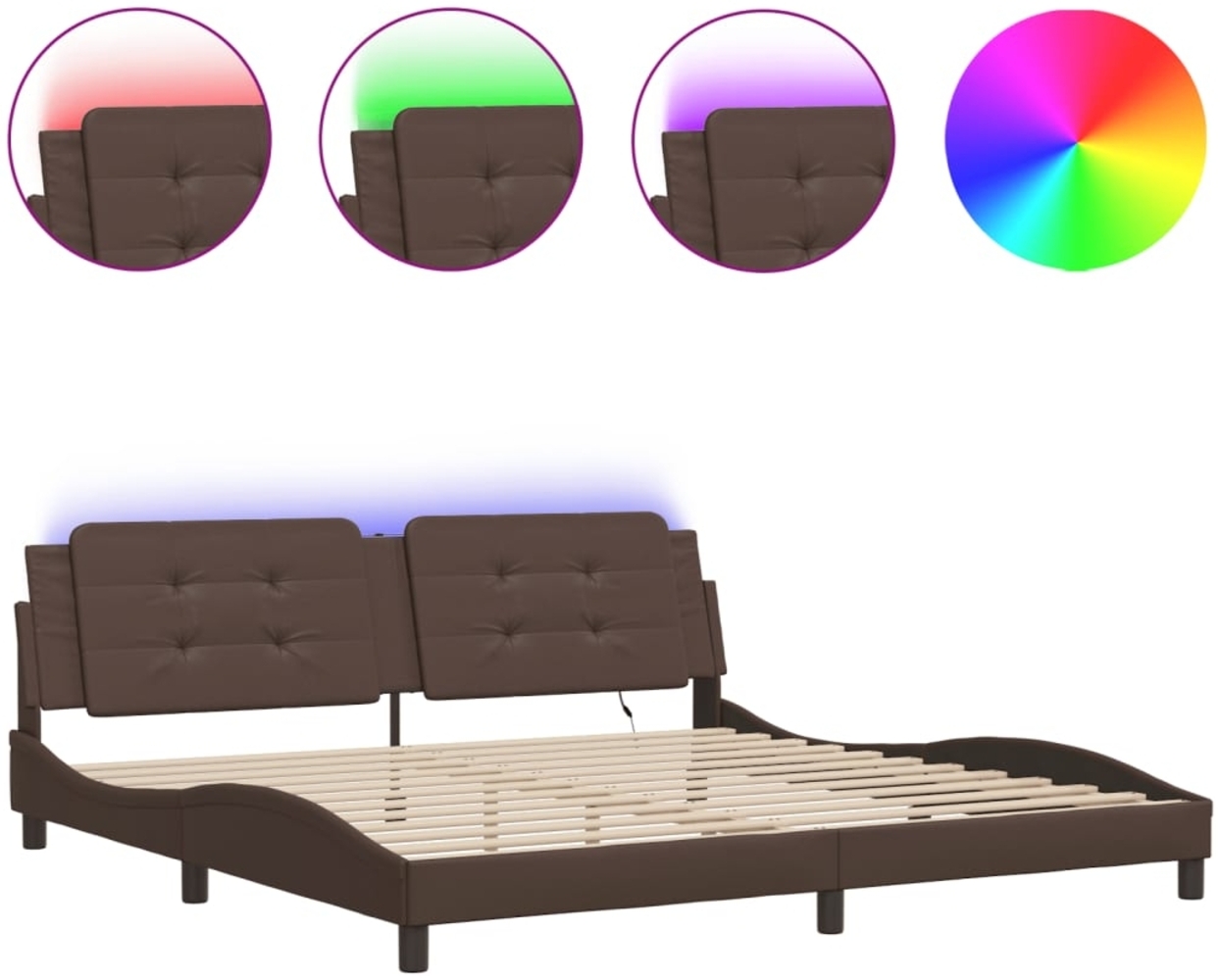 vidaXL Bettgestell mit LED ohne Matratze "Zadar" Braun 200x200 cm 3214133 Bild 1