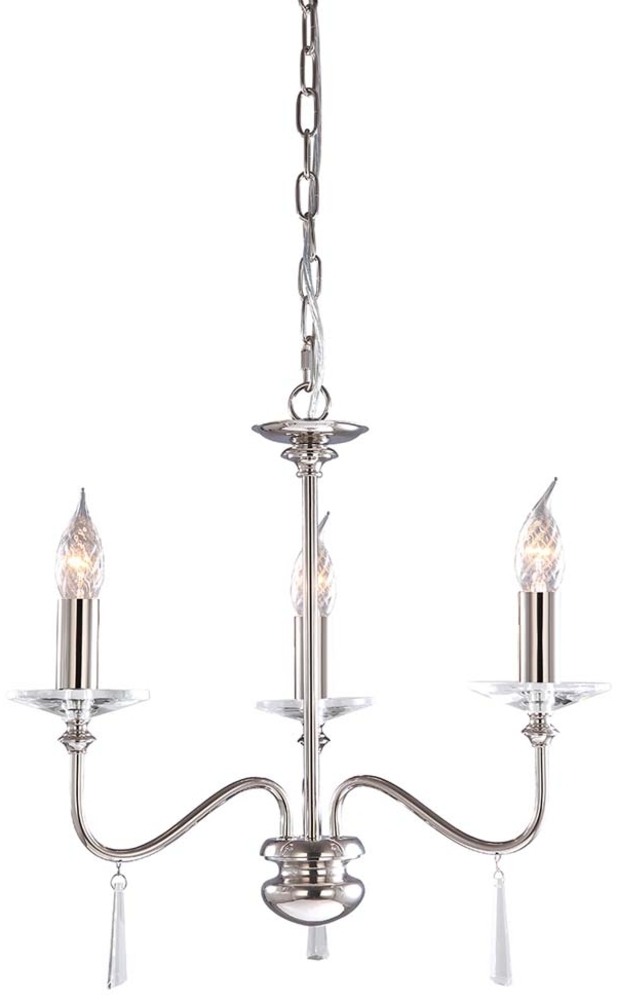 Kronleuchter, Hängelampe, Stahl Glas, Nickel, D 55 cm Bild 1