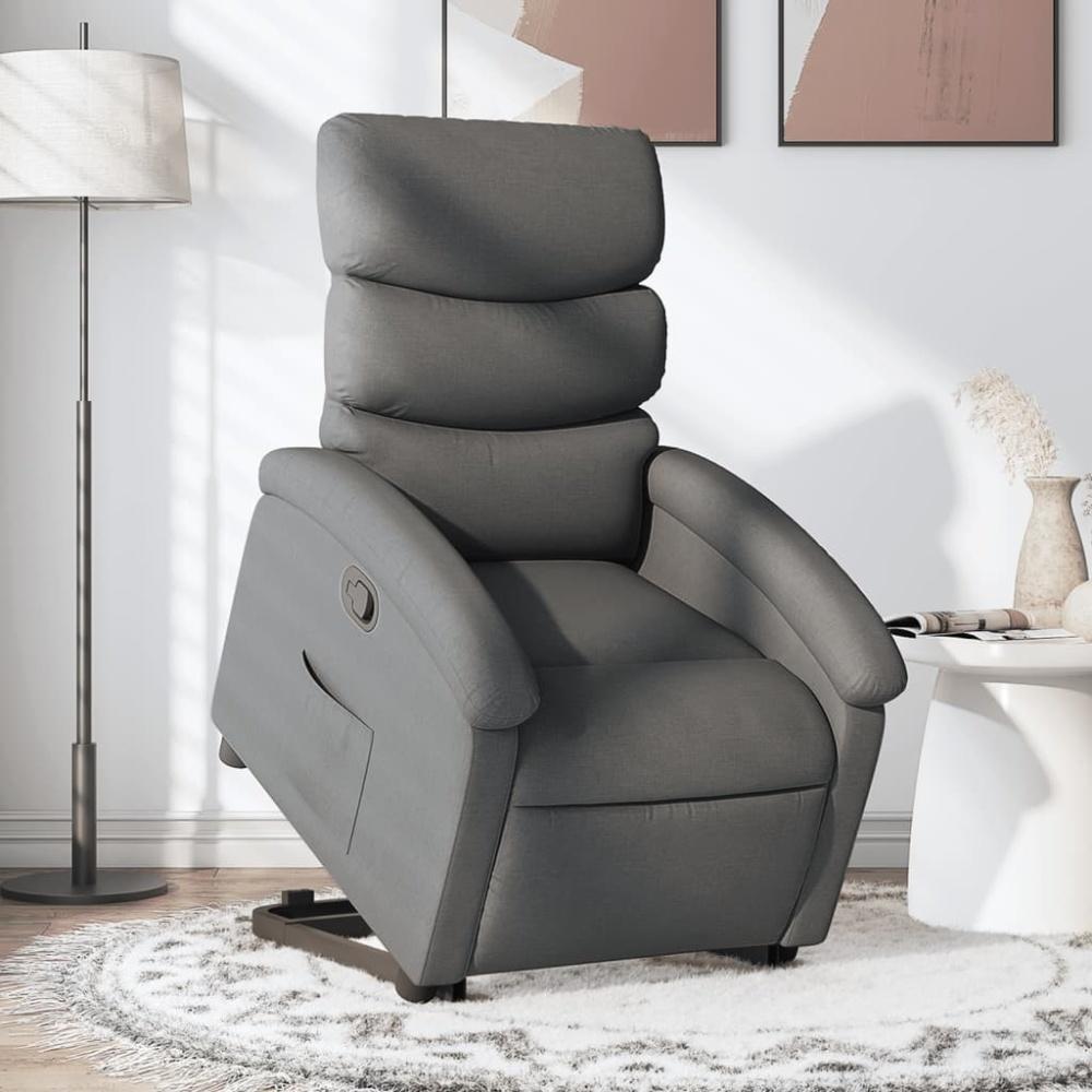 vidaXL Relaxsessel mit Aufstehhilfe Dunkelgrau Stoff 3203979 Bild 1