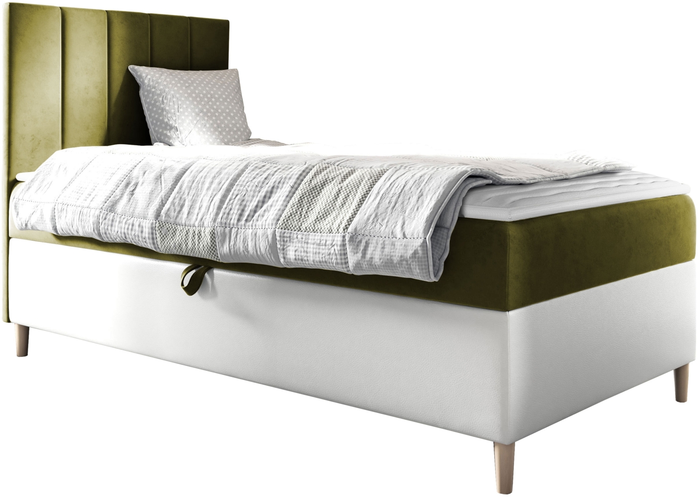 Boxspringbett Chapeni 'Junior 1' grün 90x200 cm Links Bild 1