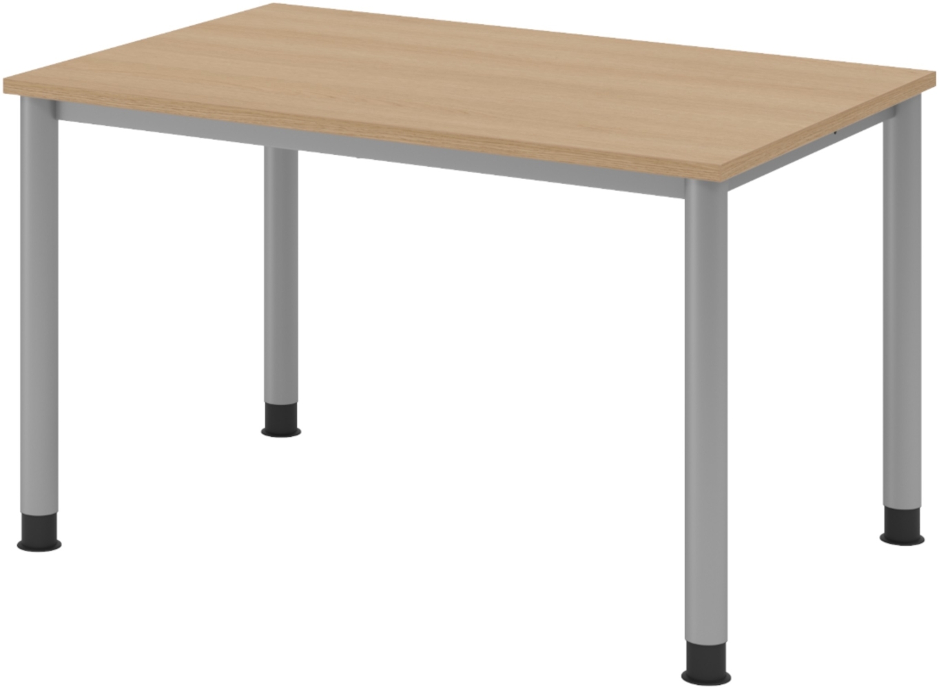 bümö höhenverstellbarer Schreibtisch H-Serie 120x80 cm in Eiche, Gestell in Silber - PC Tisch klein für's Büro manuell höhenverstellbar, Computertisch verstellbar, HS-12-E Bild 1