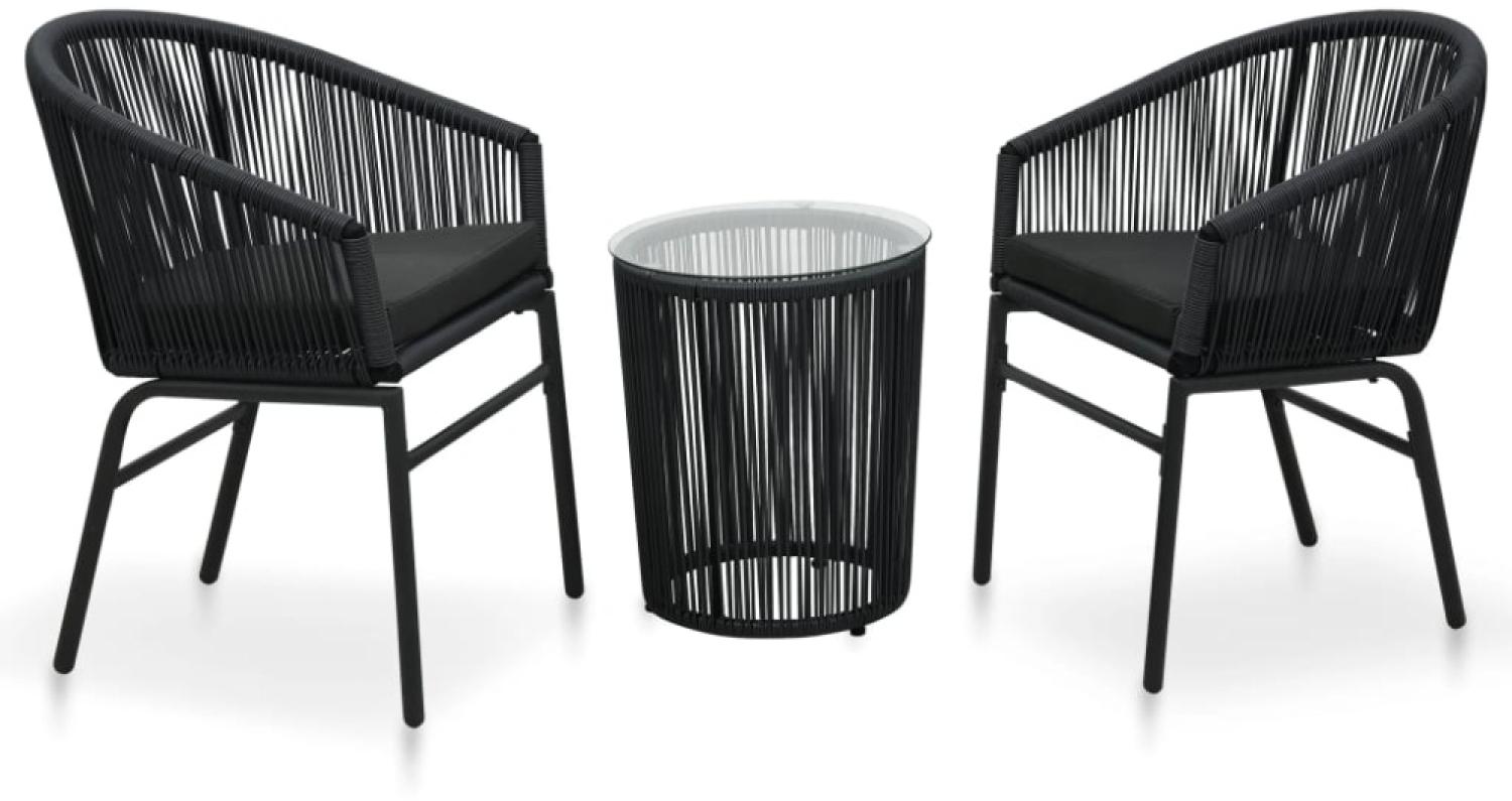 vidaXL 3-tlg. Bistro-Set mit Kissen PE-Rattan Schwarz 48138 Bild 1