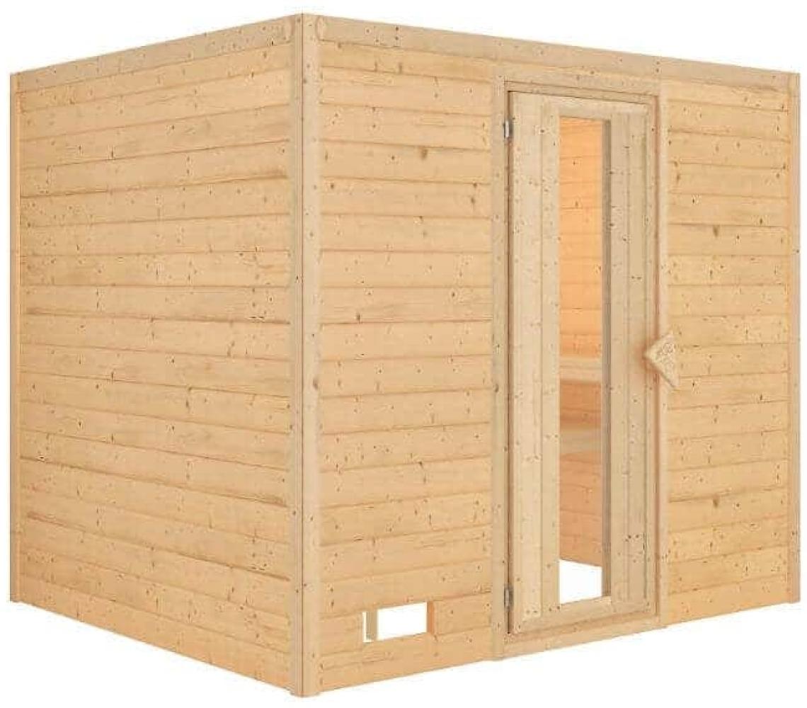 Karibu Sauna Innenkabine Sonara Innensauna 3 Sitzbänke aus Holz Saunakabine mit 40 mm Wandstärke Dampfsauna mit Montagematerial Bild 1