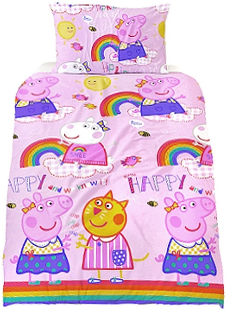 Sarcia. eu Babybettwäsche Pinke Kinderbettwäsche Peppa Pig Peppa Wutz 135x200 cm Bild 1