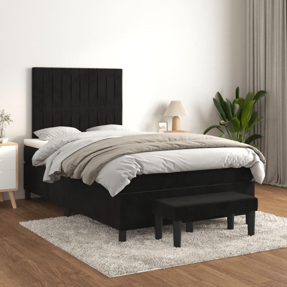 vidaXL Boxspringbett mit Matratze Schwarz 120x200 cm Samt 3137955 Bild 1