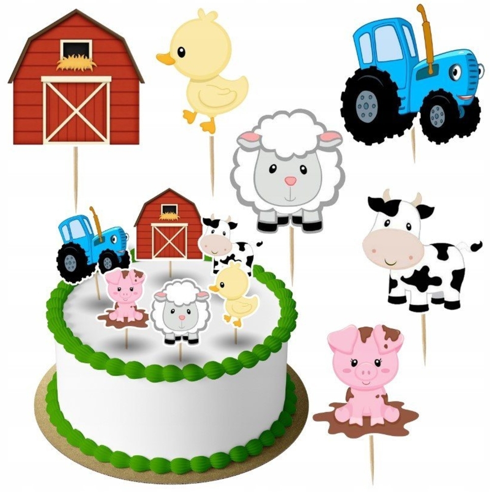 Festivalartikel Tortenstecker Bauernhof,der Farm Topper Set 6 Stk Geburstag Torten Deko Kuchen Junge Bild 1