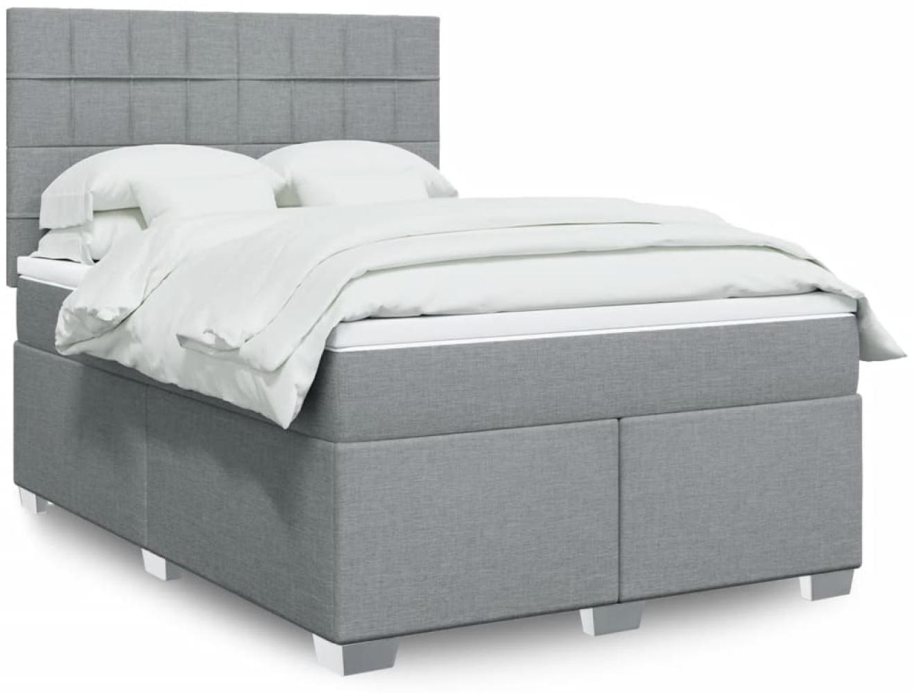 vidaXL Boxspringbett mit Matratze Hellgrau 140x190 cm Stoff 3290483 Bild 1