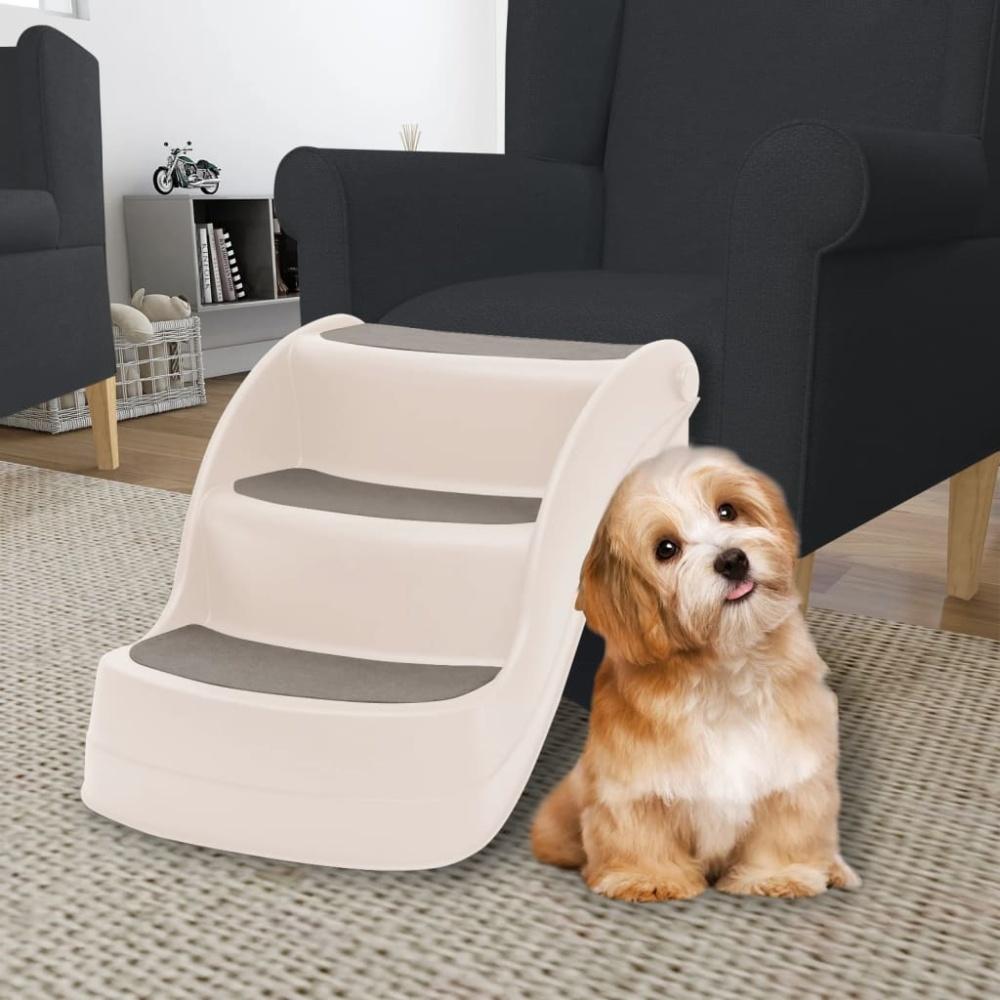 vidaXL Hundetreppe mit 3 Stufen Klappbar Creme 50x38x38 cm Kunststoff Bild 1