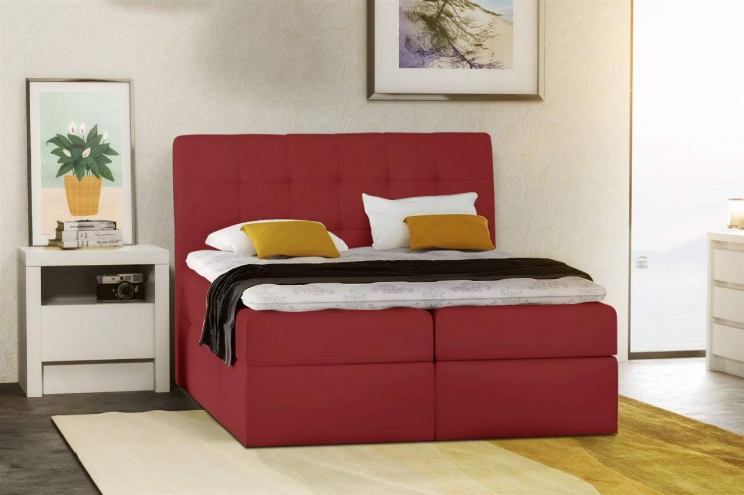 Boxspringbett TURIN Kunstleder Rot 180x200 cm Bild 1