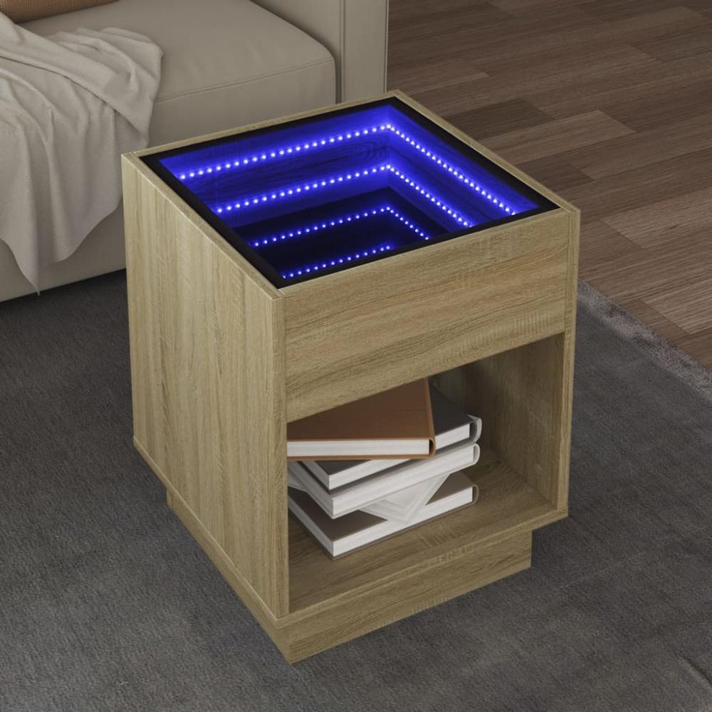 vidaXL Couchtisch mit Infinity-LED Sonoma-Eiche 40x40x50 cm 847646 Bild 1